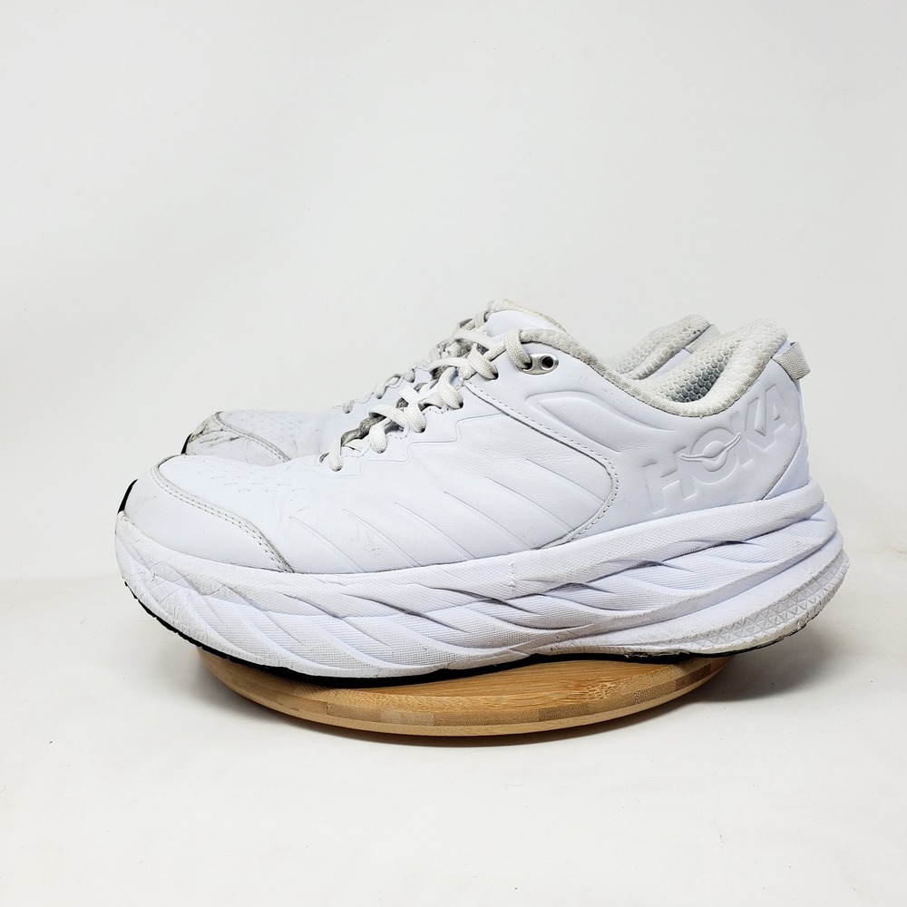 Hoka One One Bondi SR Shoes Womens 11 D WIDE Light Grey Leather Work Sneaker